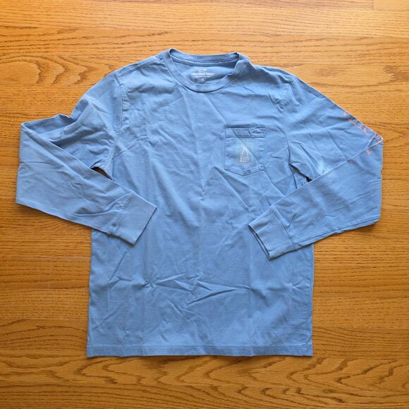 VINEYARD VINES Boy's Long Sleeve T-Shirt | Medium | Light Blue Whale Cotton Tee - Picture 1 of 6